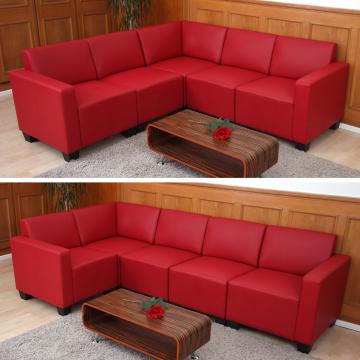 Modular Sofa-System Couch-Garnitur Lyon 5, Kunstleder ~ rot