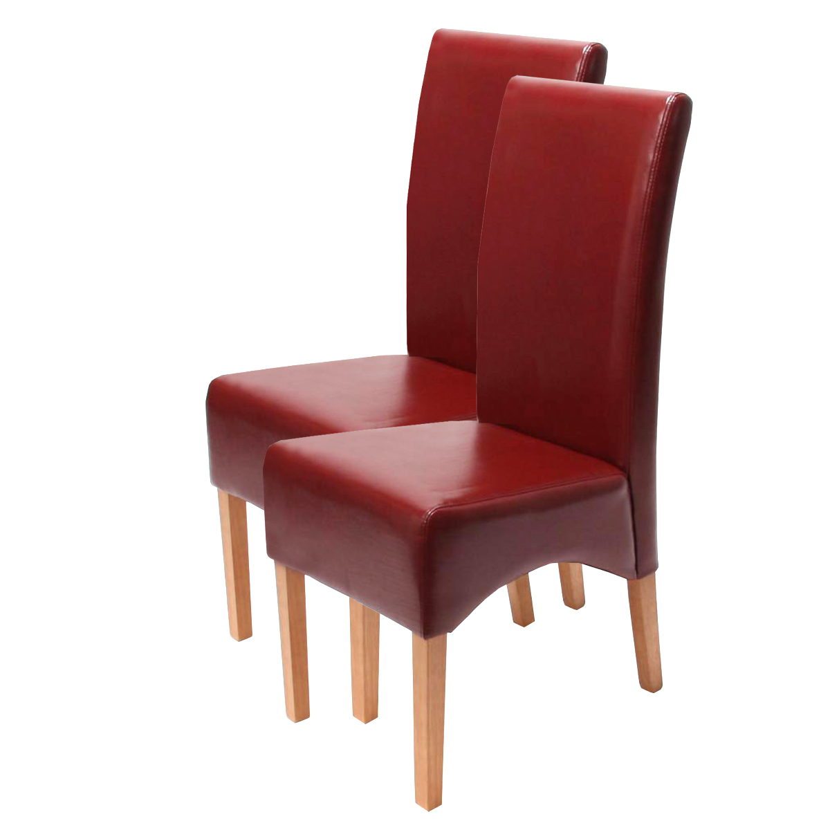 2er-Set Esszimmerstuhl Küchenstuhl Stuhl Latina, LEDER ~ rot, helle Beine  von Heute-Wohnen