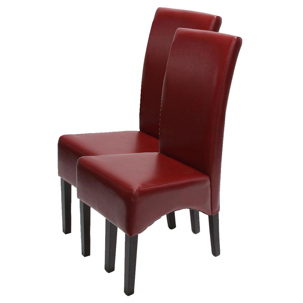 2er-Set Esszimmerstuhl Küchenstuhl Stuhl Latina, LEDER ~ rot, dunkle Beine  von Heute-Wohnen