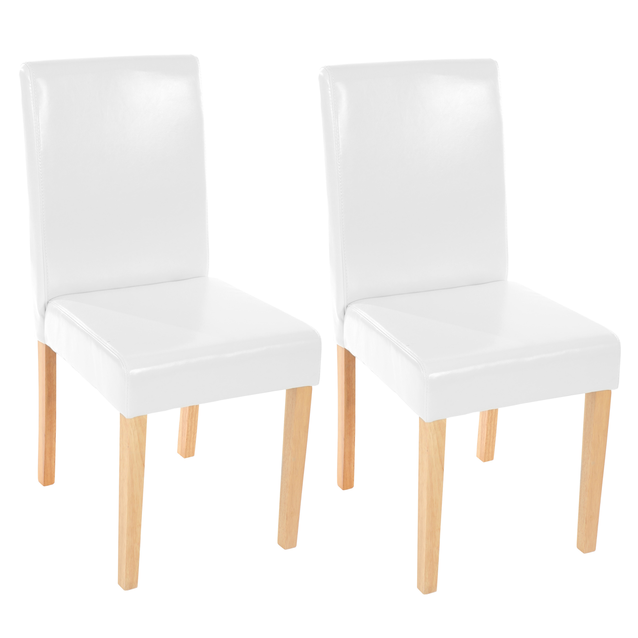 2er-Set Esszimmerstuhl Stuhl Küchenstuhl Littau ~ Leder, weiß, helle Beine  von Heute-Wohnen