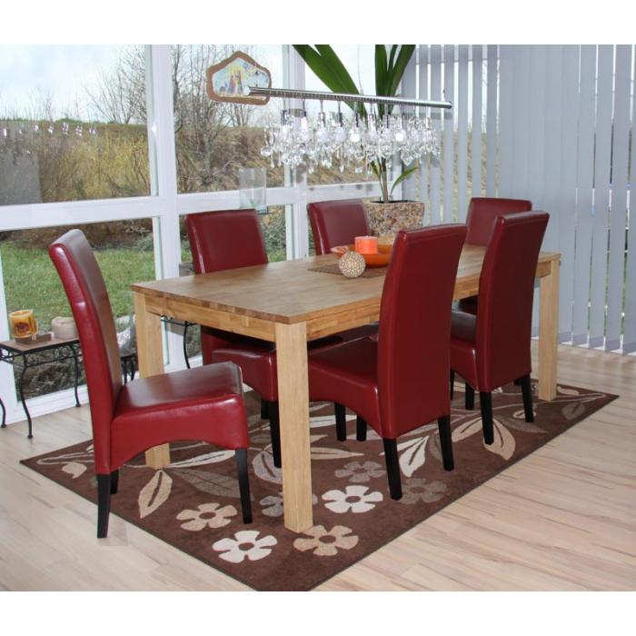 6er-Set Esszimmerstuhl Küchenstuhl Stuhl Latina, LEDER ~ rot, dunkle Beine  von Heute-Wohnen