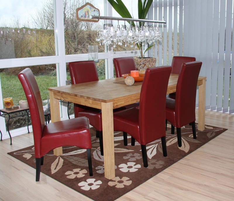 6x Esszimmerstuhl Küchenstuhl Stuhl Latina, LEDER rot, dunkle Beine |  Swisshandel24