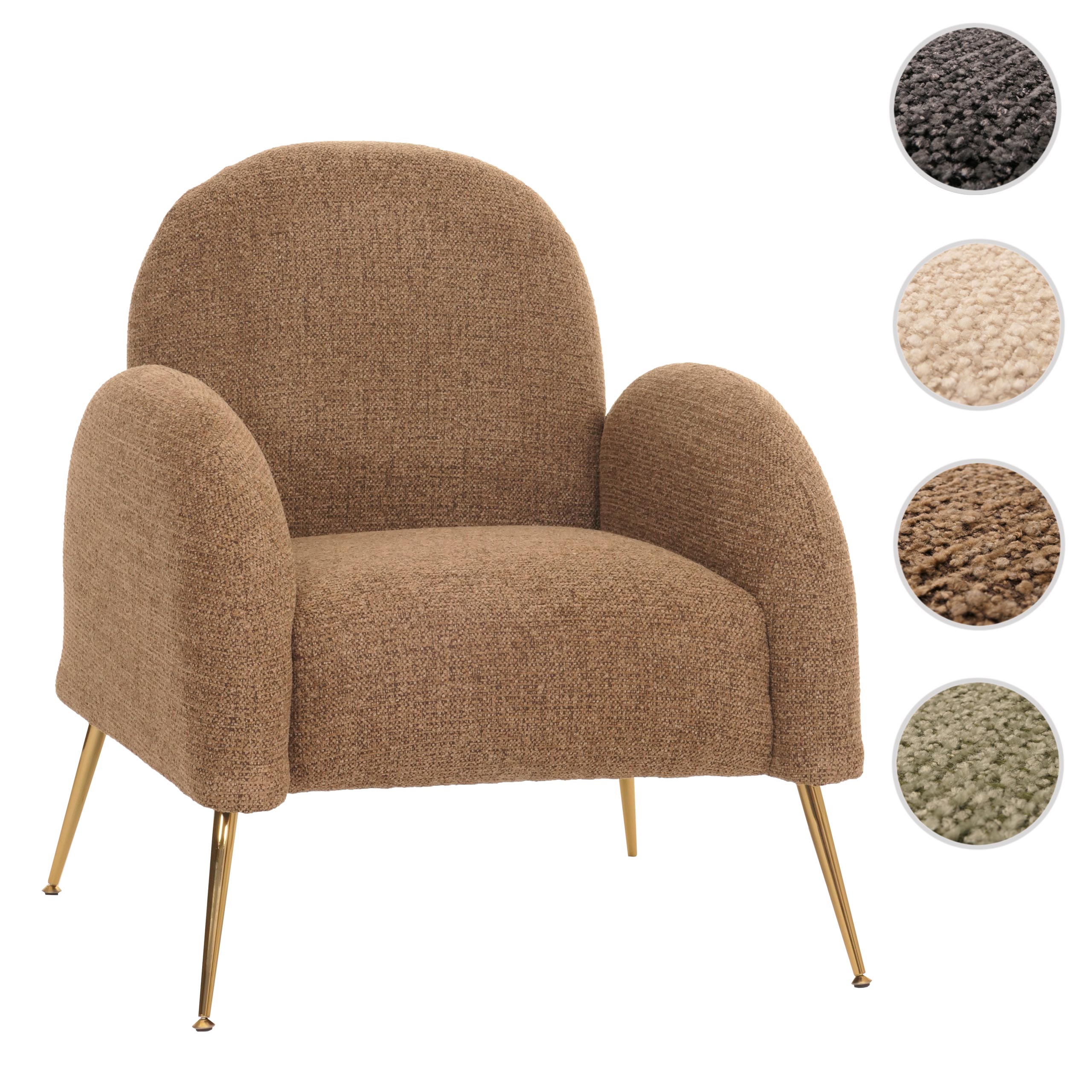 Mendler Lounge-Sessel HWC-N69, Cocktailsessel Sessel, Retro Nosagfederung Stoff/Textil Chenille MVG-zertifiz 108264