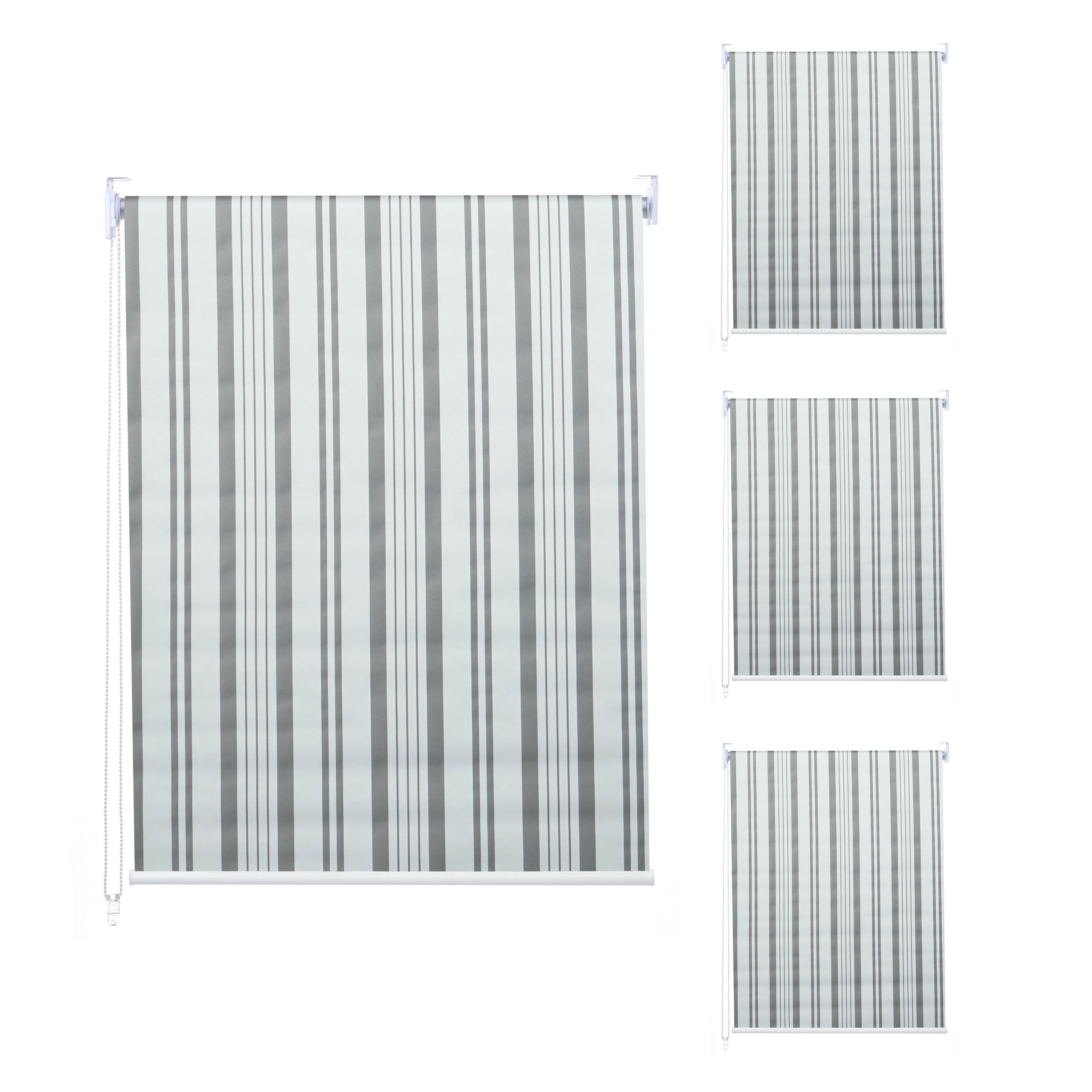 4er-Set Rollo HWC-D52, Fensterrollo Seitenzugrollo ~ blickdicht Sonnenschutz Heute-Wohnen von 100x160cm Jalousie, grau/weiß
