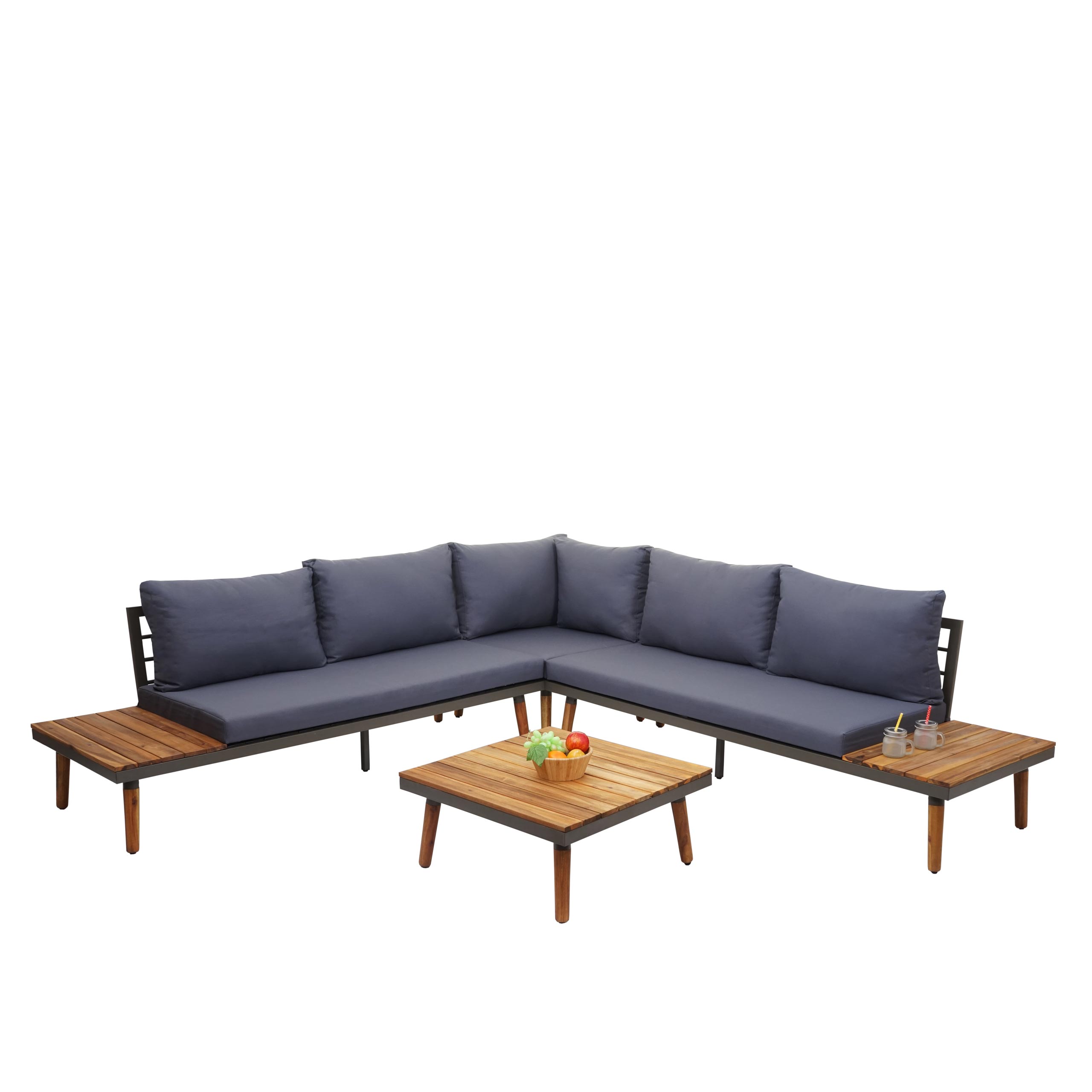 Garten-Garnitur HWC-E97, Garnitur Sitzgruppe Lounge-Set Sofa, Akazie Holz  MVG-zertifiziert, grau von Heute-Wohnen