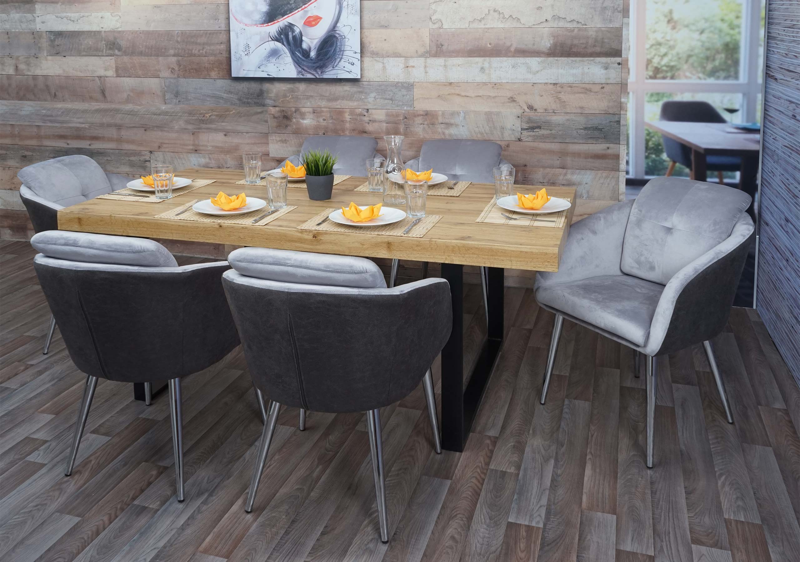 Poltroncina lounge sala pranzo moderno HWC-G48 velluto ecopelle grigio