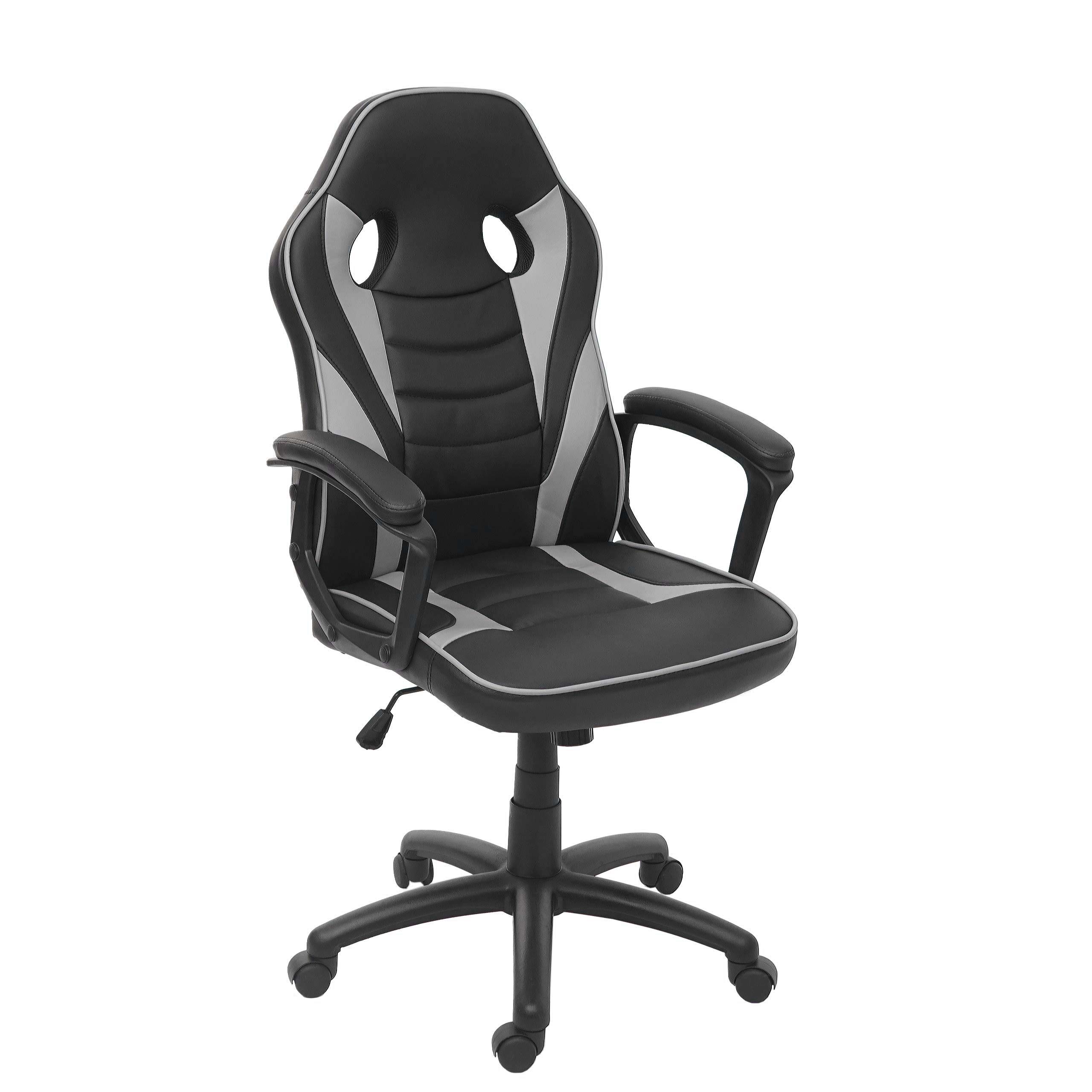 Bürostuhl HWC-F59, Schreibtischstuhl Drehstuhl Racing-Chair Gaming-Chair,  Kunstleder ~ schwarz/grau von Heute-Wohnen