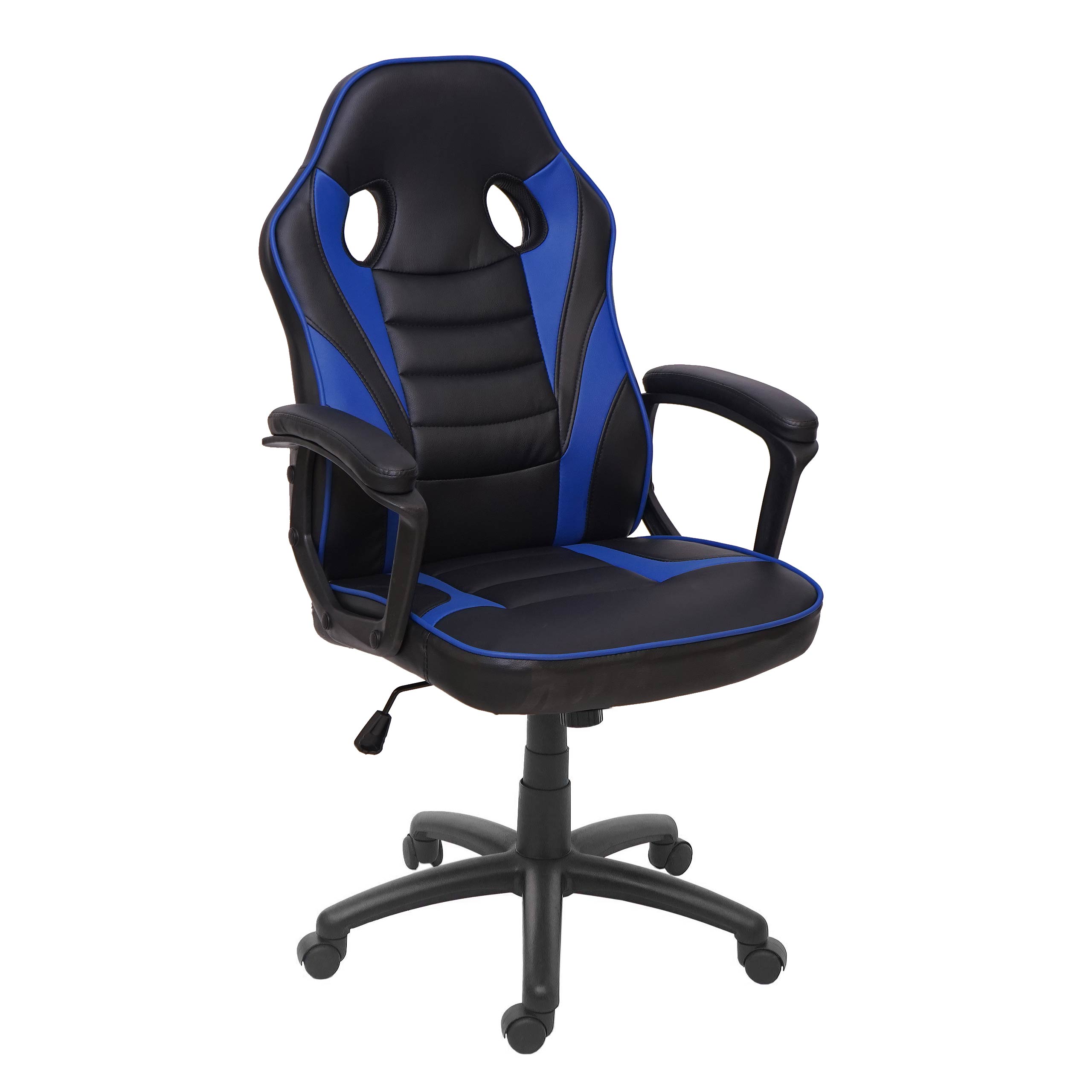 Bürostuhl HWC-F59, Schreibtischstuhl Drehstuhl Racing-Chair Gaming-Chair,  Kunstleder ~ schwarz/blau von Heute-Wohnen