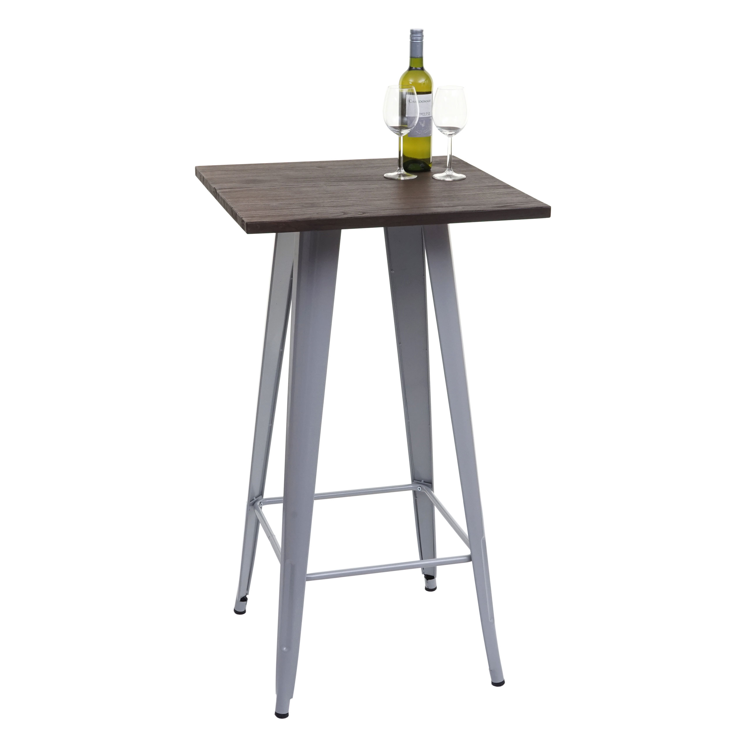 Stehtisch HWC-A73 inkl. Holz-Tischplatte, Bistrotisch Bartisch, Metall  Industriedesign 107x60x60cm ~ grau von Heute-Wohnen
