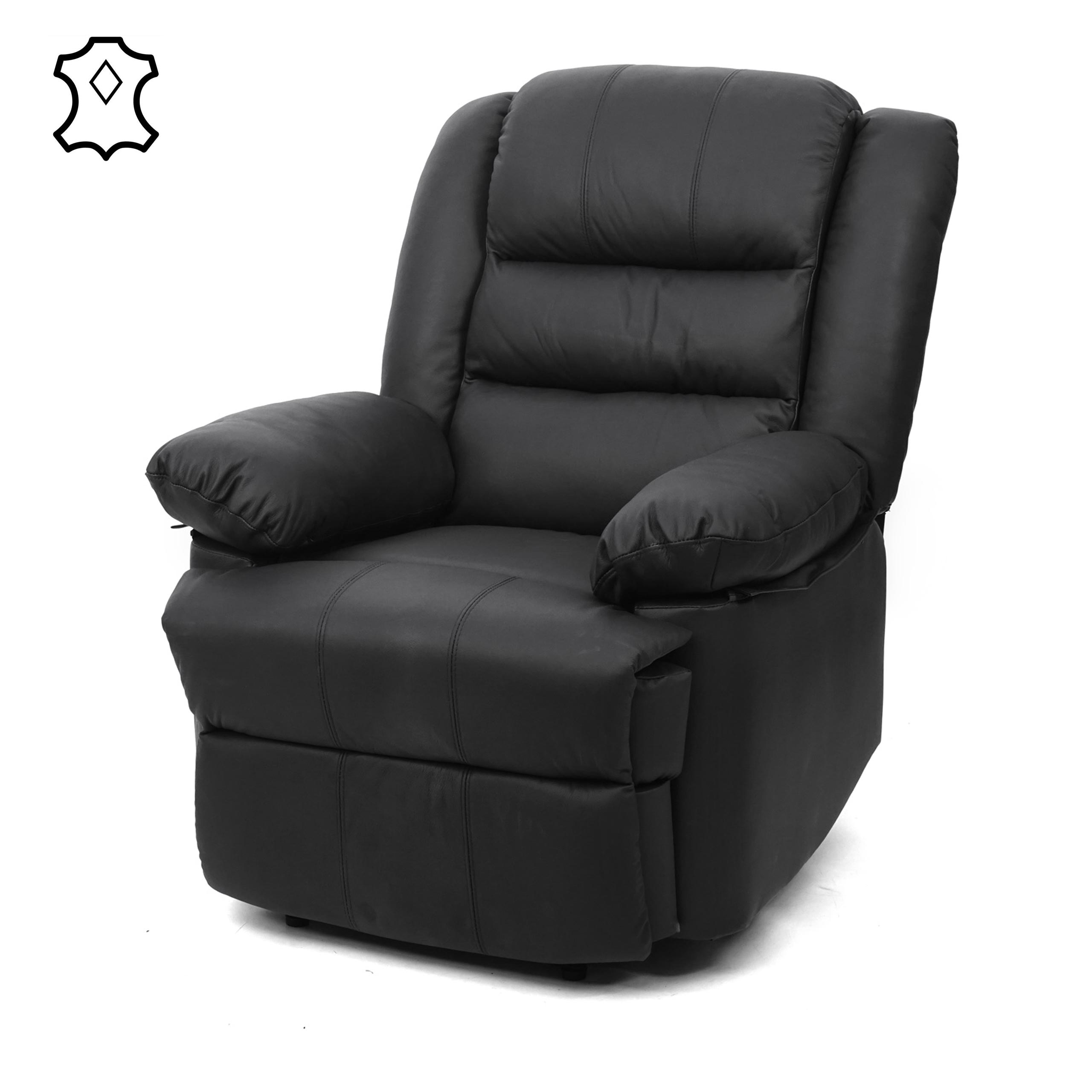 + ~ von Liege Sessel, HWC-G15, 101x87x100cm Leder Heute-Wohnen schwarz Kunstleder Fernsehsessel Relaxsessel