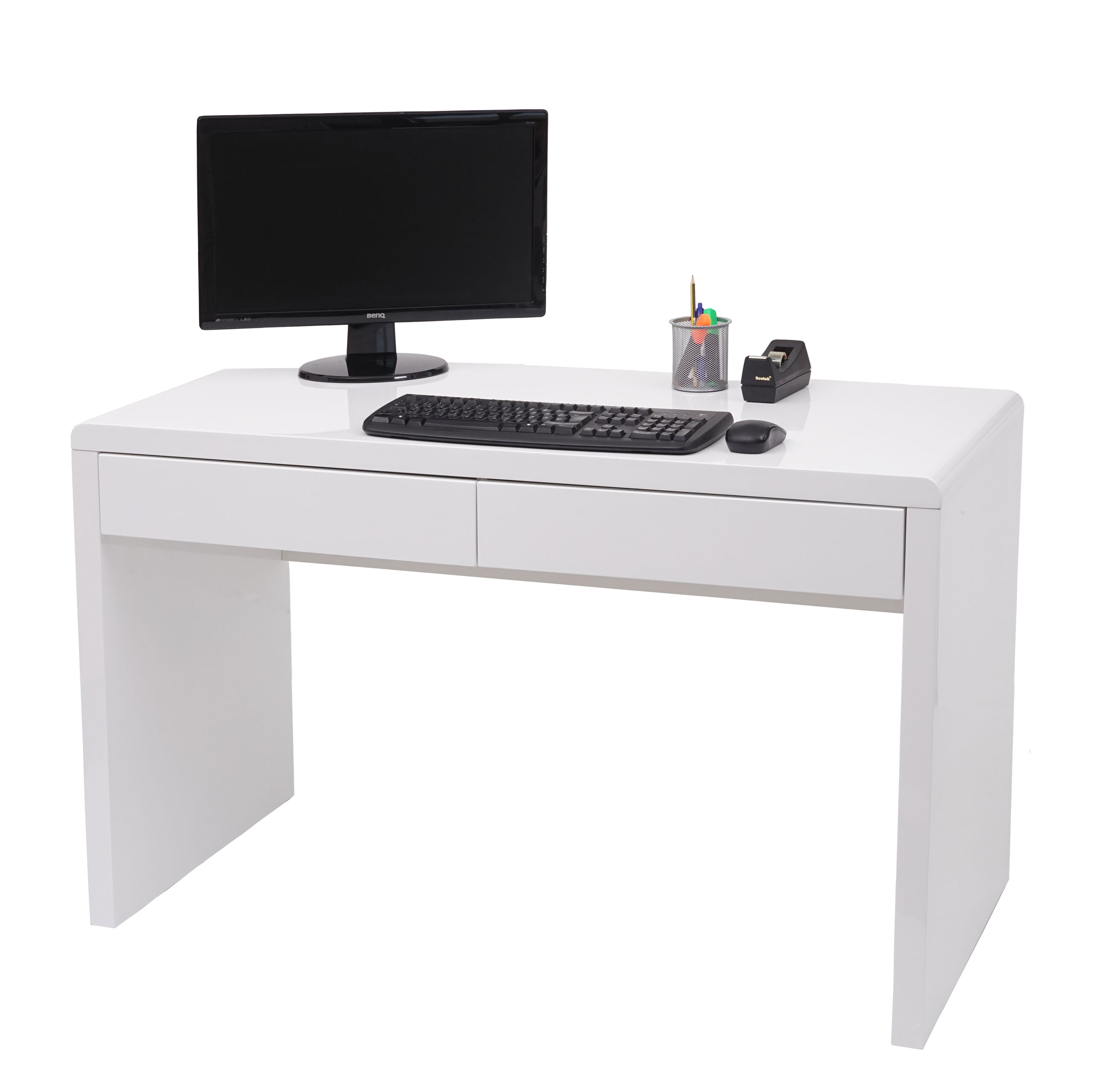 Schreibtisch HWC-G51, Bürotisch Computertisch Arbeitstisch, Hochglanz Weiß  ~ 120x60cm von Heute-Wohnen