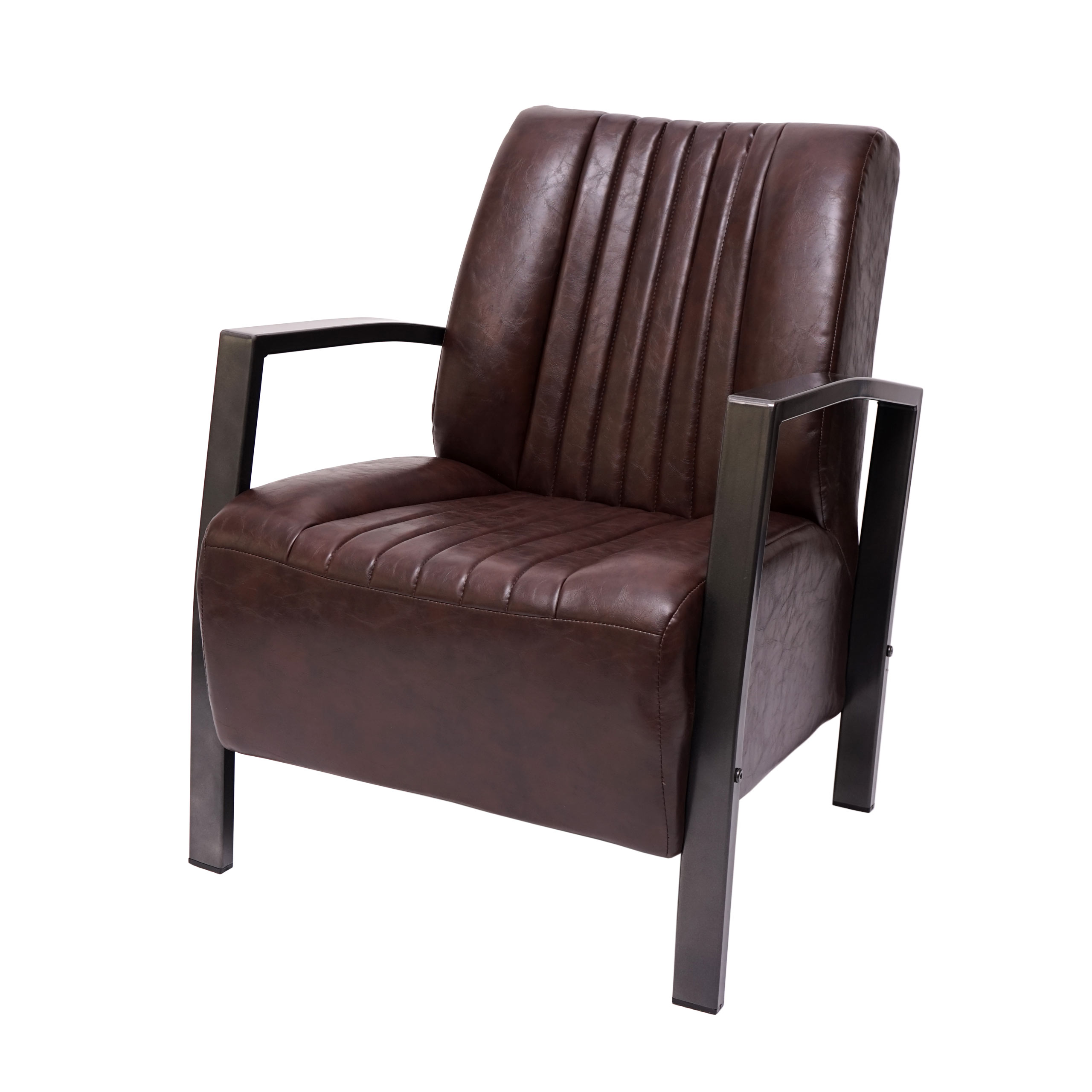 Sessel HWC-H10, Loungesessel Polstersessel Relaxsessel, Metall  Industriedesign ~ vintage braun von Heute-Wohnen