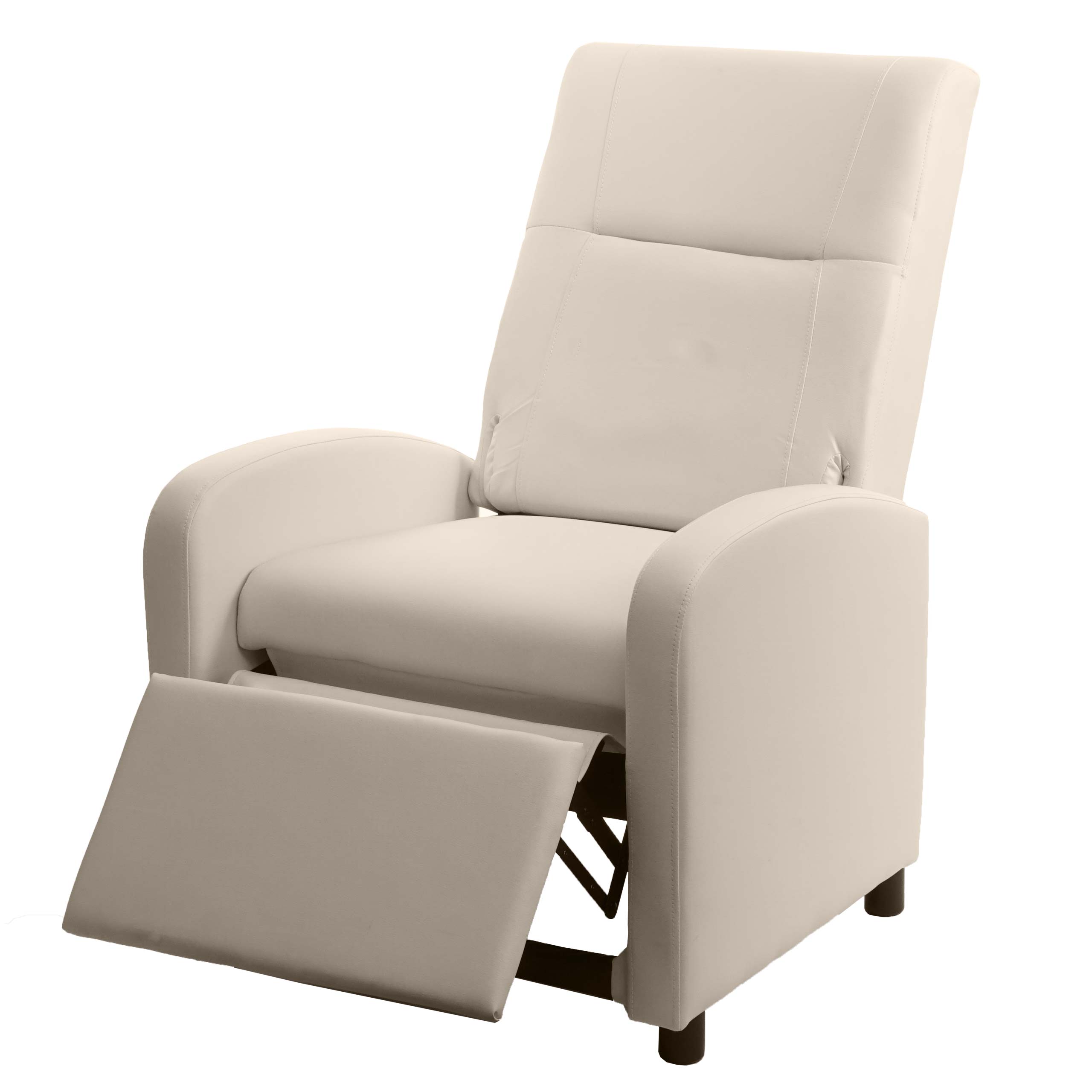 Fernsehsessel HWC-H18, Relaxsessel Liege Sessel, Kunstleder klappbar  99x70x75cm ~ creme von Heute-Wohnen