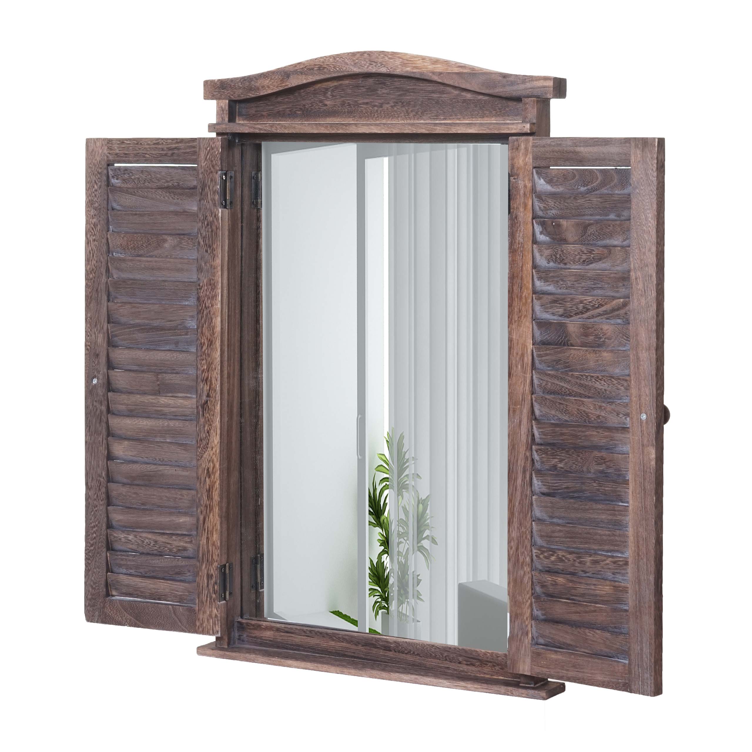 Wandspiegel Badspiegel Badezimmer Spiegelfenster Heute-Wohnen ~ Fensterläden, von shabby braun mit 71x46x5cm