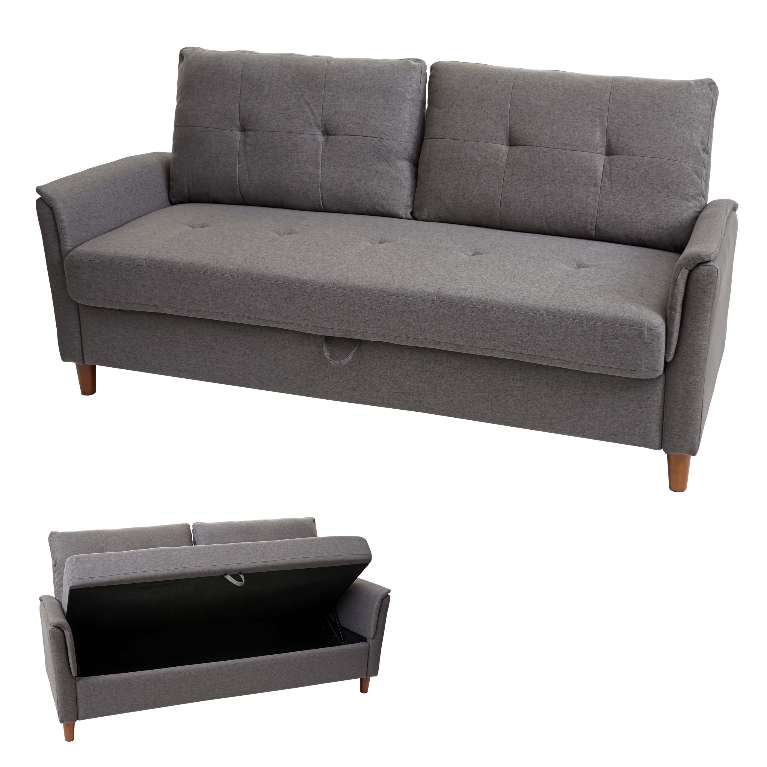 3er Sofa HWC-H23, Loungesofa Dreisitzer Couch, Stecksystem Staufach ~  Stoff/Textil, grau von Heute-Wohnen