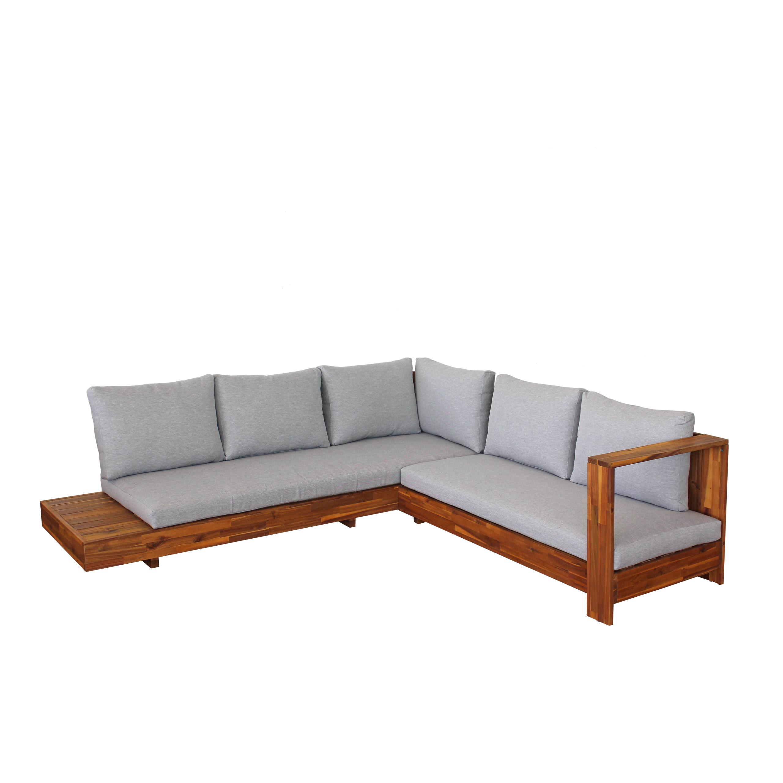 Gartengarnitur HWC-H59, Lounge-Set Sofa Sitzgruppe, Massiv-Holz Akazie Spun  Poly FSC-zertifiziert ~ Kissen hellgrau von Heute-Wohnen