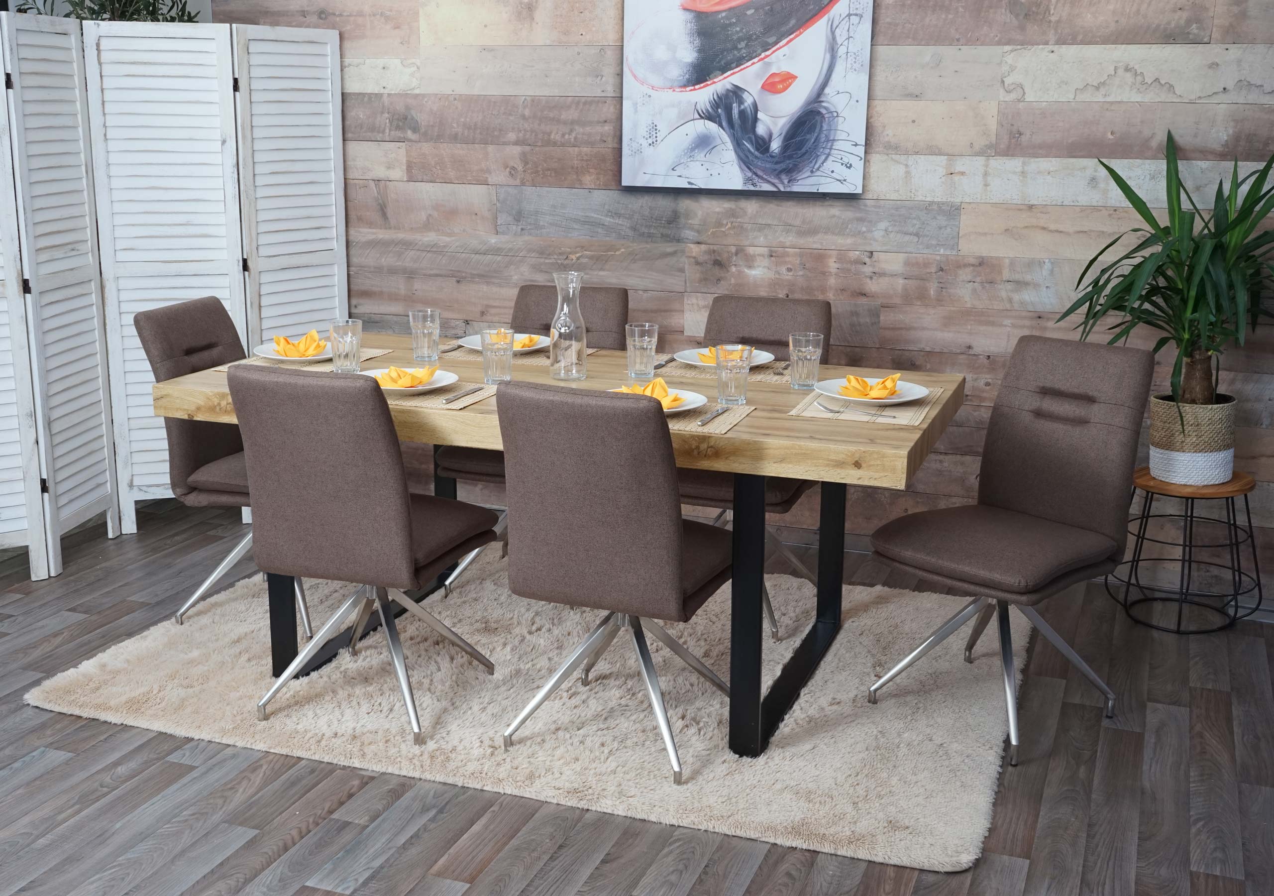 Set 6x sedie sala pranzo, soggiorno, cucina HWC-H70 tessuto acciaio inox |  eBay