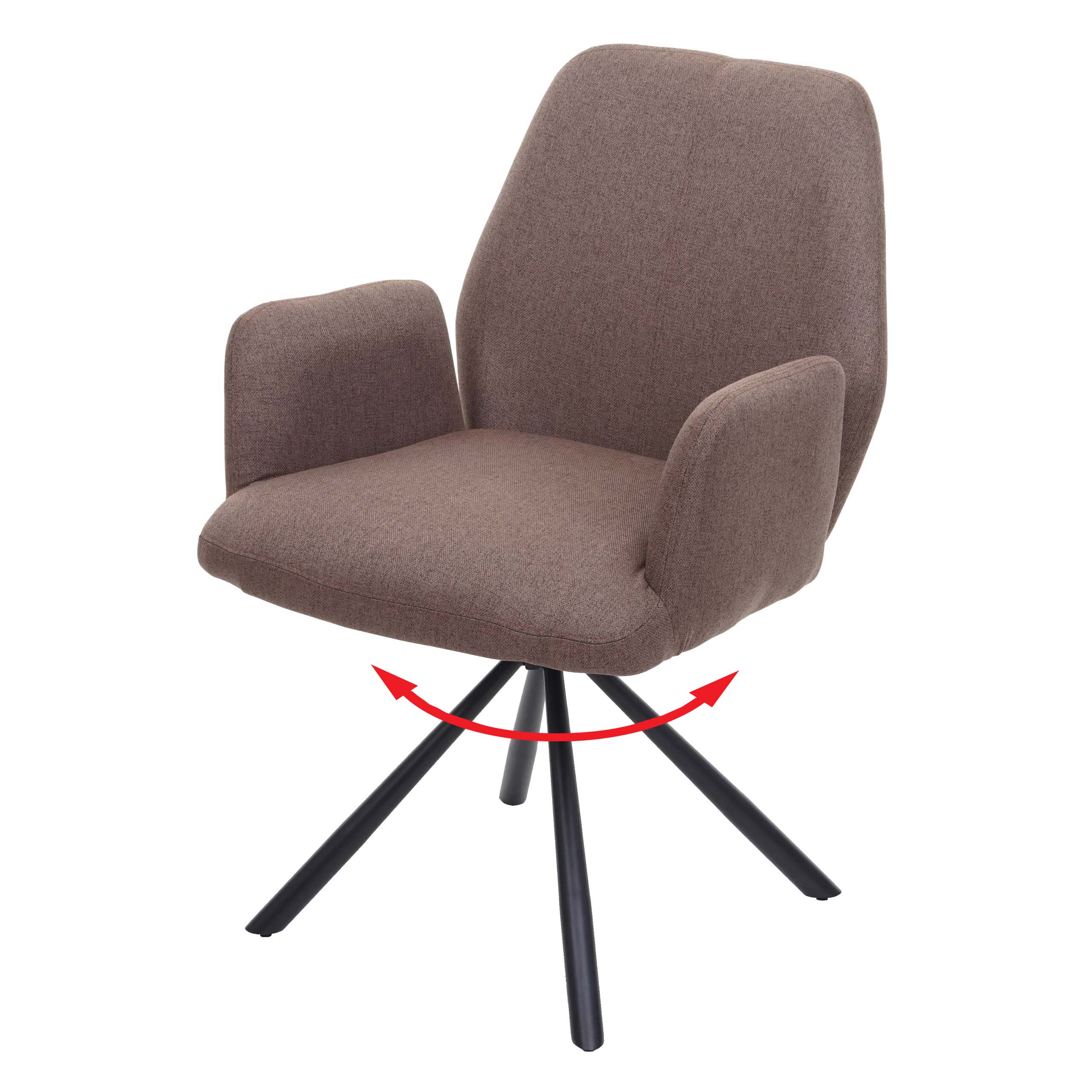Esszimmerstuhl HWC-H71, Küchenstuhl Lehnstuhl Stuhl, drehbar Auto-Position  Stoff/Textil Stahl ~ braun von Heute-Wohnen