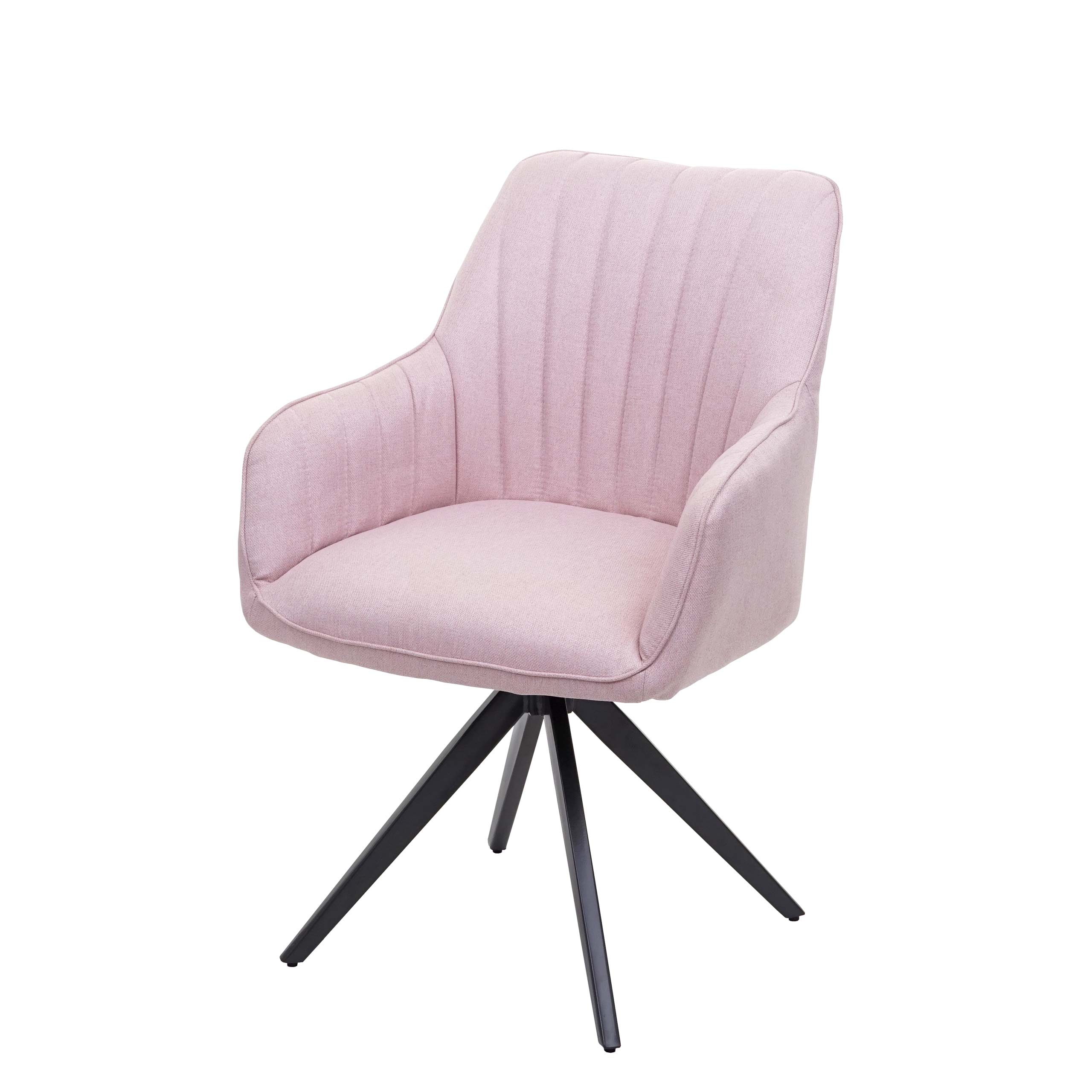 Esszimmerstuhl HWC-H73, Küchenstuhl Stuhl Armlehnstuhl, Retro Stahl  Stoff/Textil ~ rosa von Heute-Wohnen