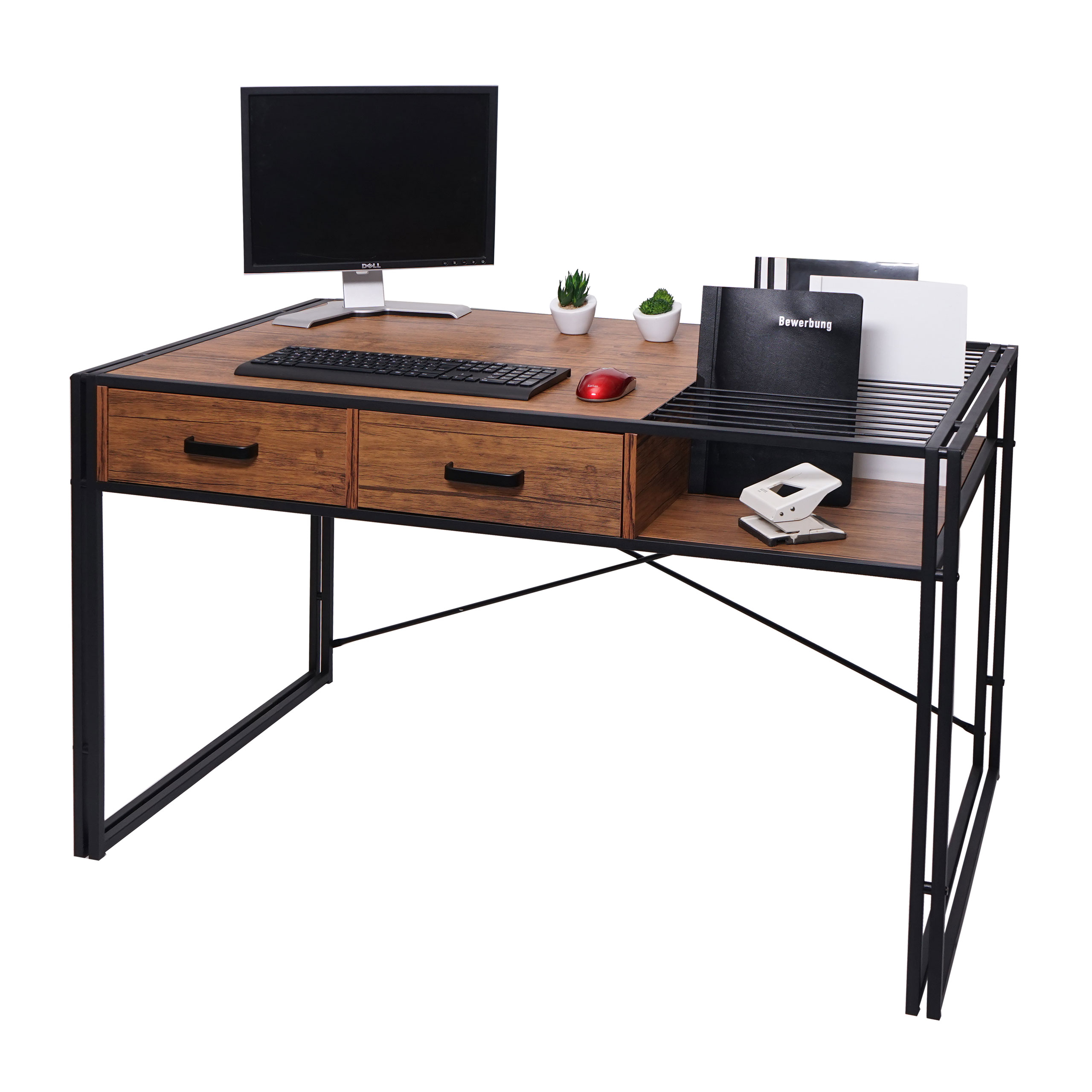 Schreibtisch HWC-H91, Bürotisch Computertisch, Industrial 76x120x70cm ~  braun von Heute-Wohnen