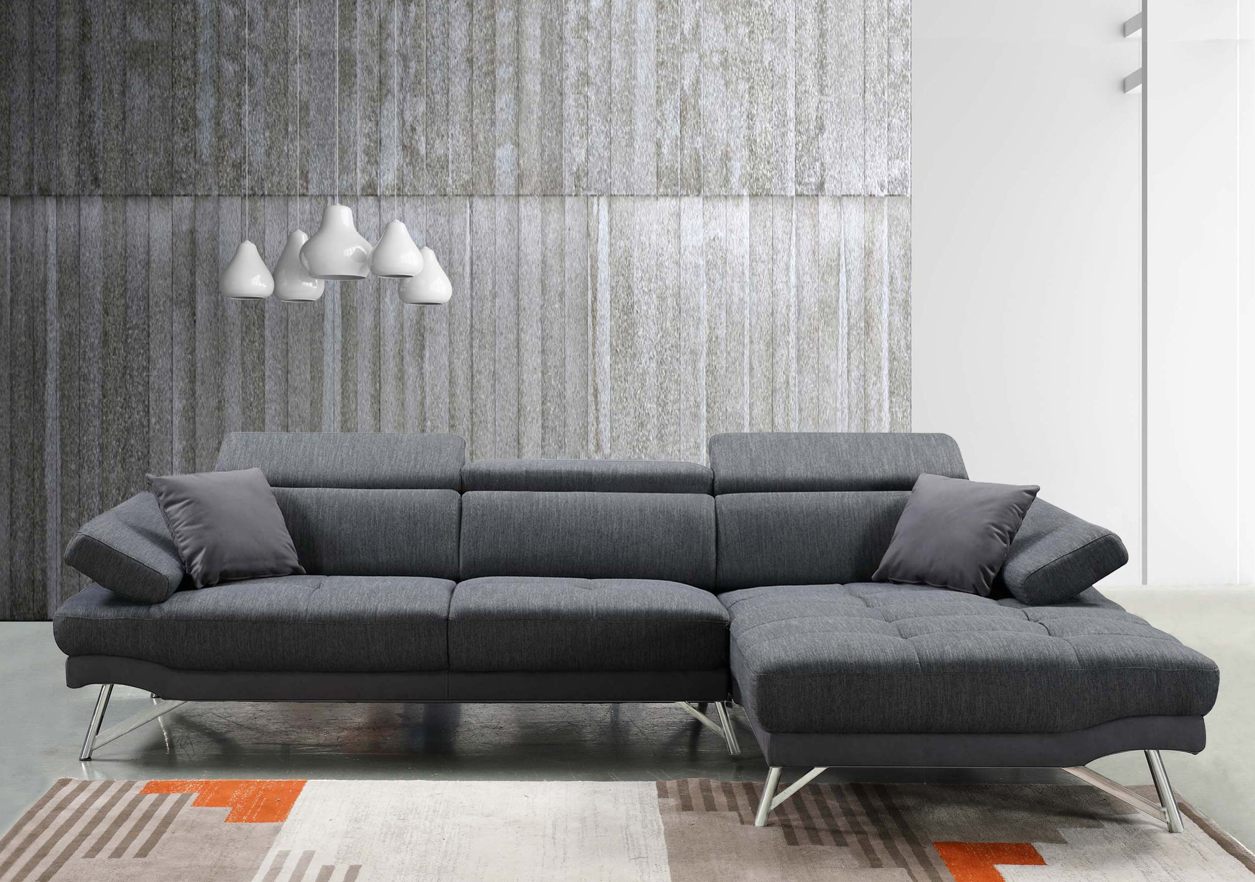 Sofa HWC-H92, Couch Ecksofa L-Form 3-Sitzer, Liegefläche ~ rechts,  anthrazit-grau von Heute-Wohnen