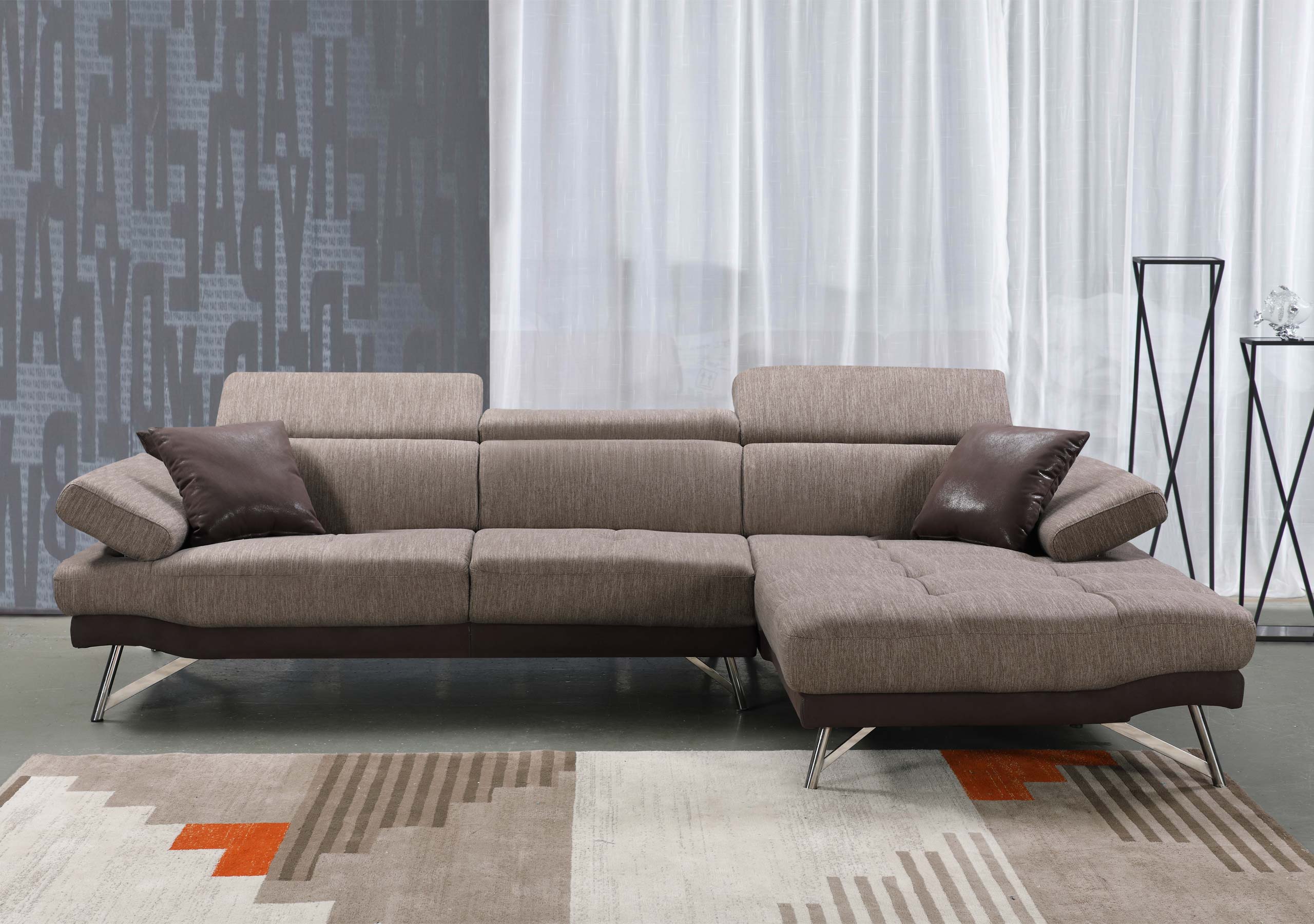 Sofa HWC-H92, Couch Ecksofa L-Form 3-Sitzer, Liegefläche ~ rechts, braun  von Heute-Wohnen