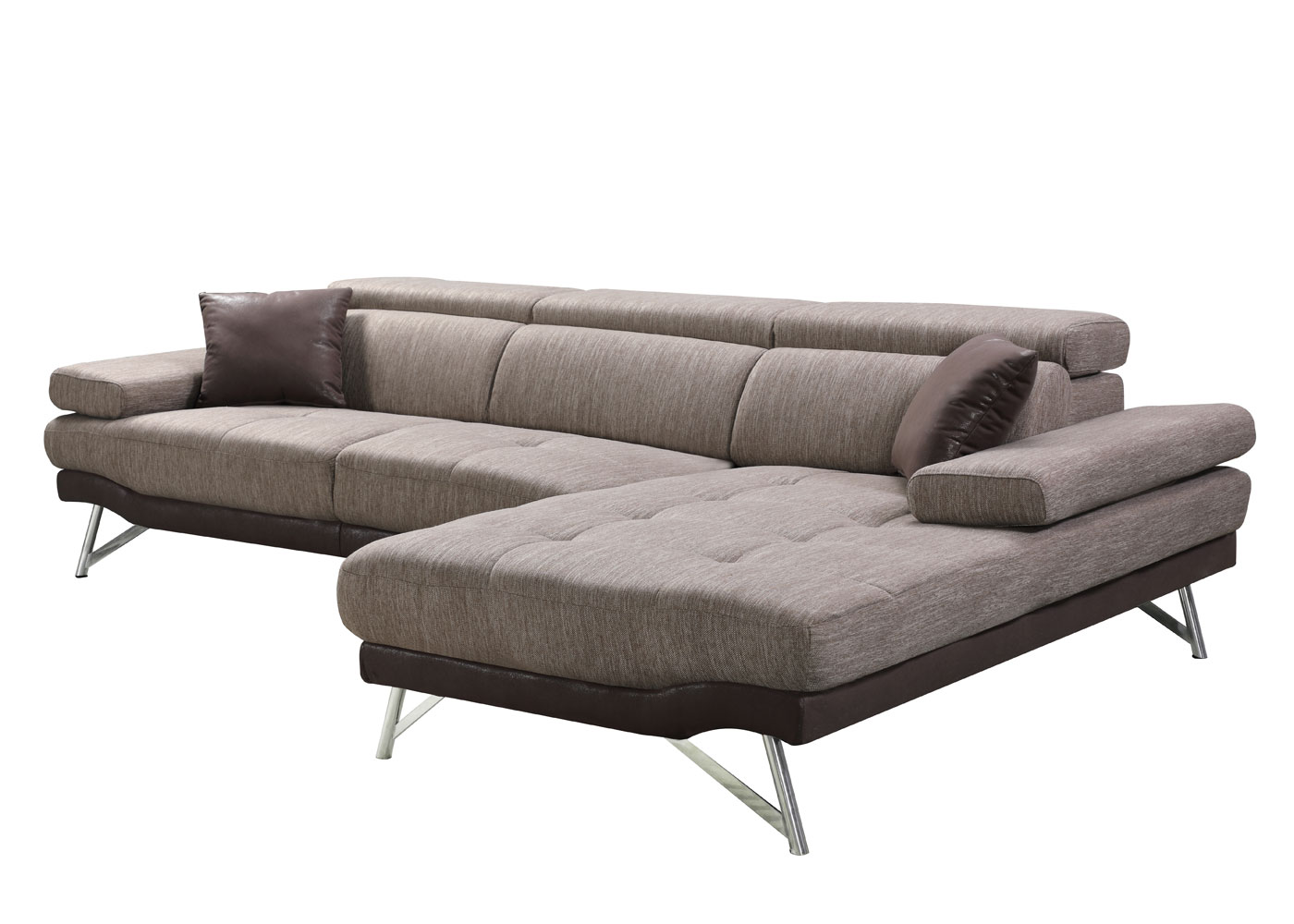Sofa HWC-H92, Couch Ecksofa L-Form 3-Sitzer, Liegefläche ~ rechts, braun  von Heute-Wohnen