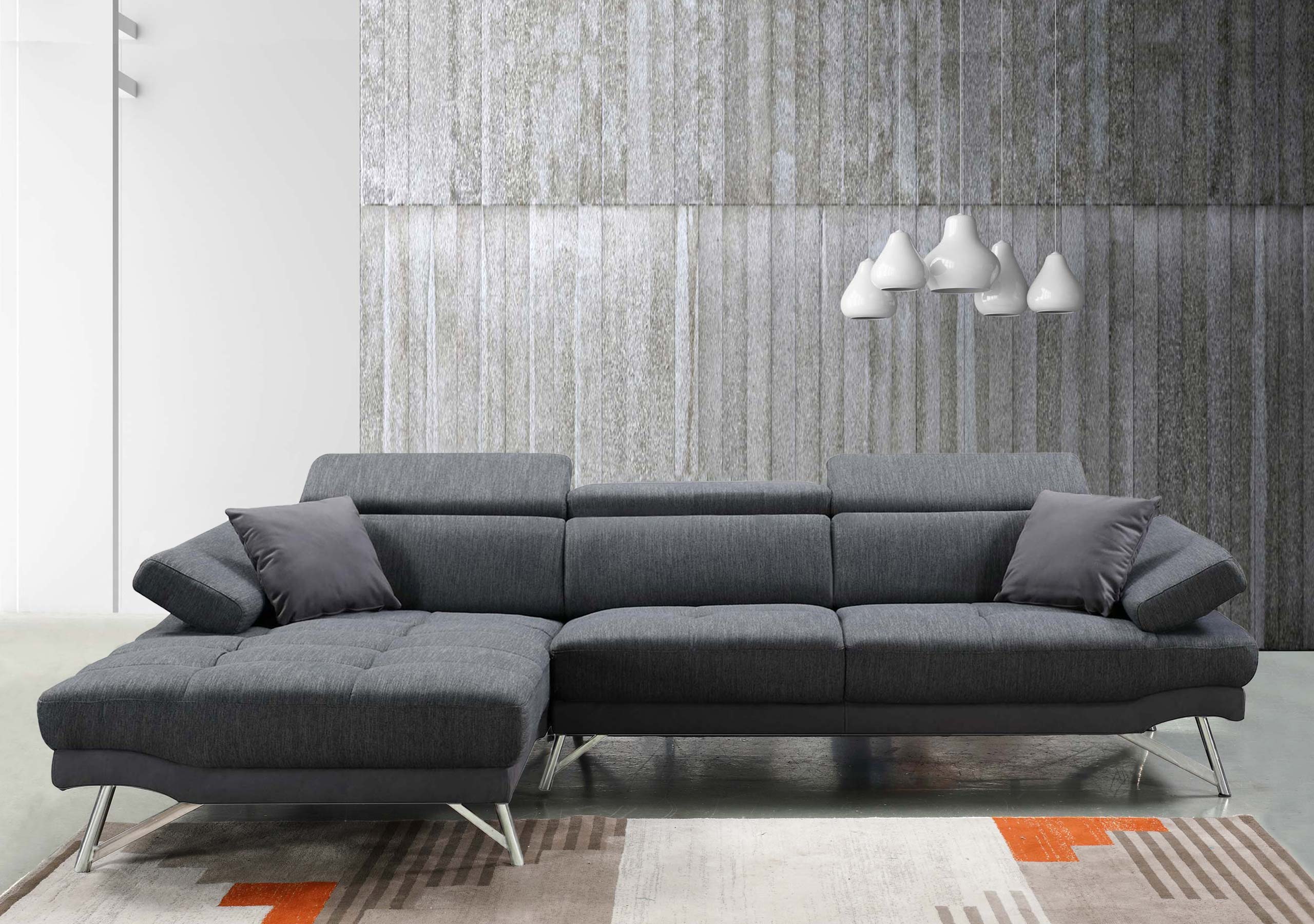 Sofa HWC-H92, Couch Ecksofa L-Form 3-Sitzer, Liegefläche ~ links, anthrazit- grau von Heute-Wohnen