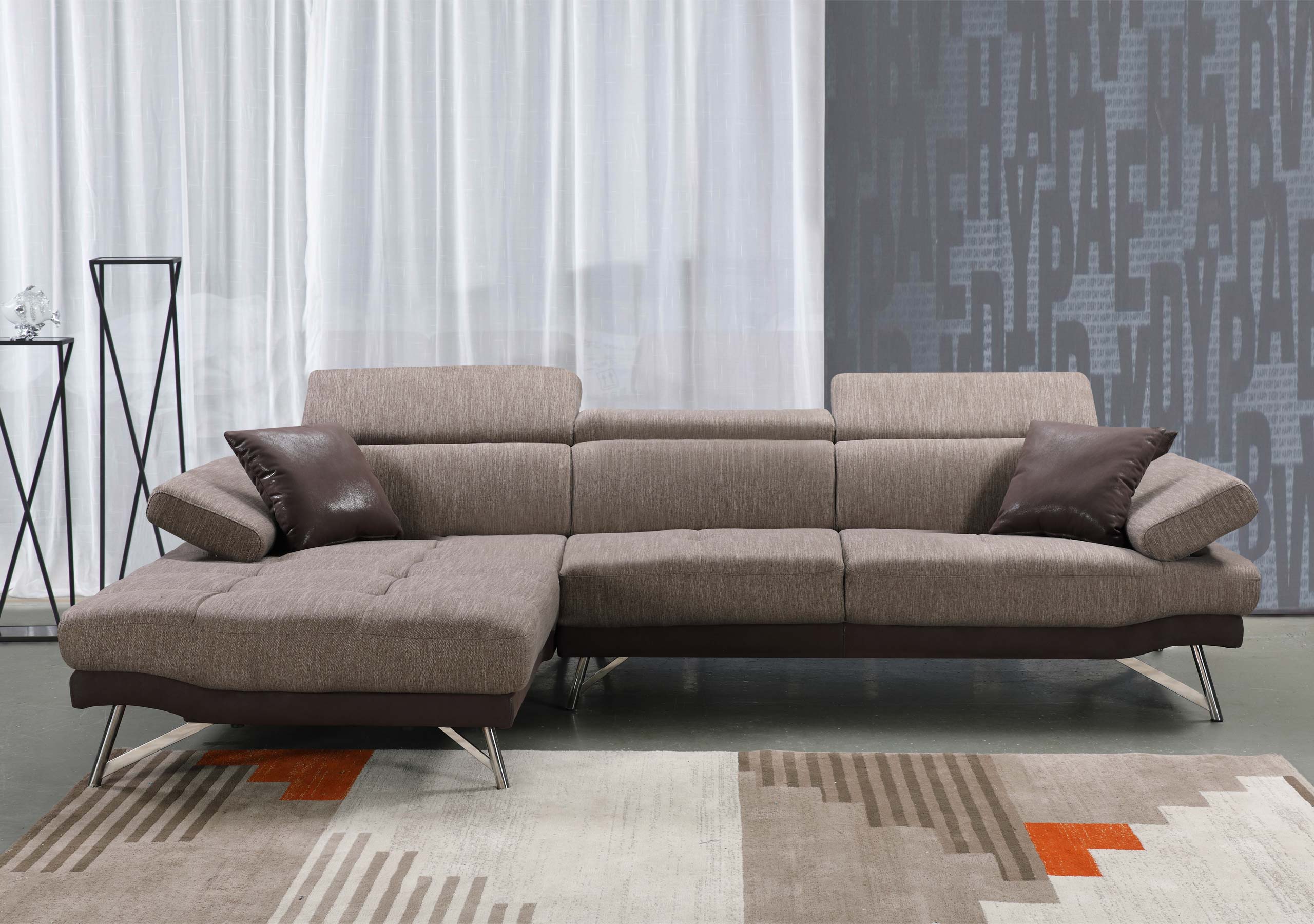 Sofa HWC-H92, Couch Ecksofa L-Form 3-Sitzer, Liegefläche ~ links, braun von  Heute-Wohnen
