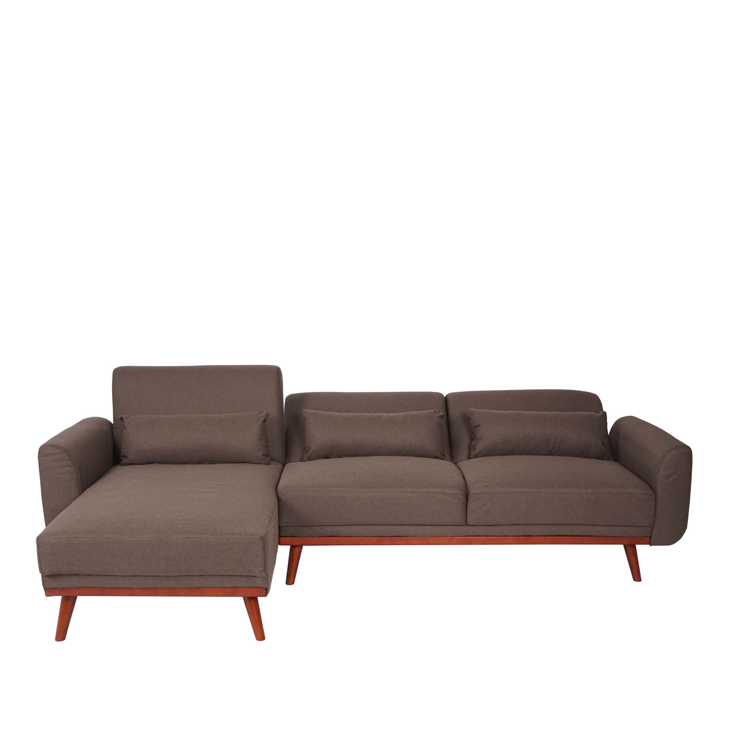 Sofa HWC-J20, Couch Ecksofa, L-Form 3-Sitzer Liegefläche Schlaffunktion  Stoff/Textil ~ braun von Heute-Wohnen