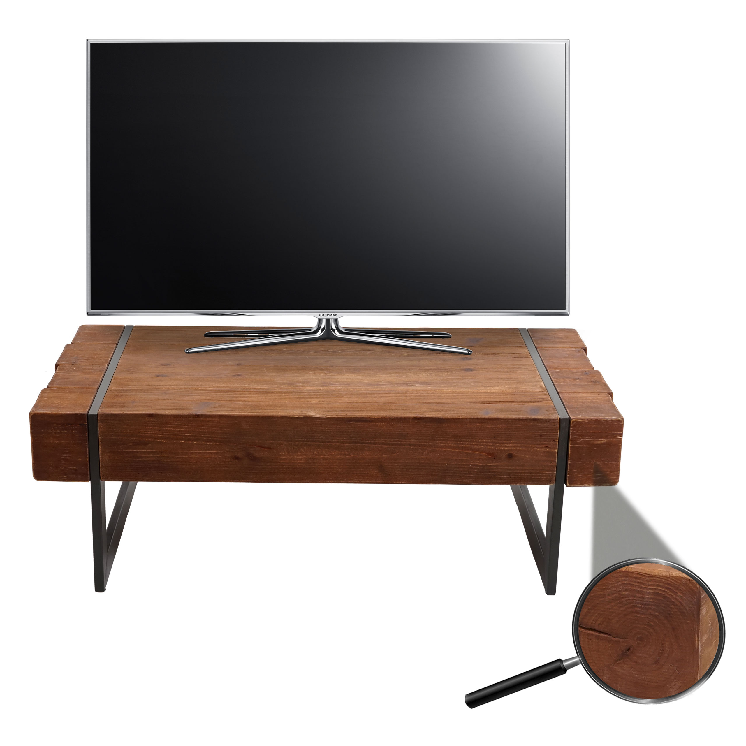 TV-Rack HWC-A15, Fernsehtisch Lowboard TV-Tisch, Tanne Holz rustikal massiv  FSC-zertifiziert 40x120x60cm von Heute-Wohnen