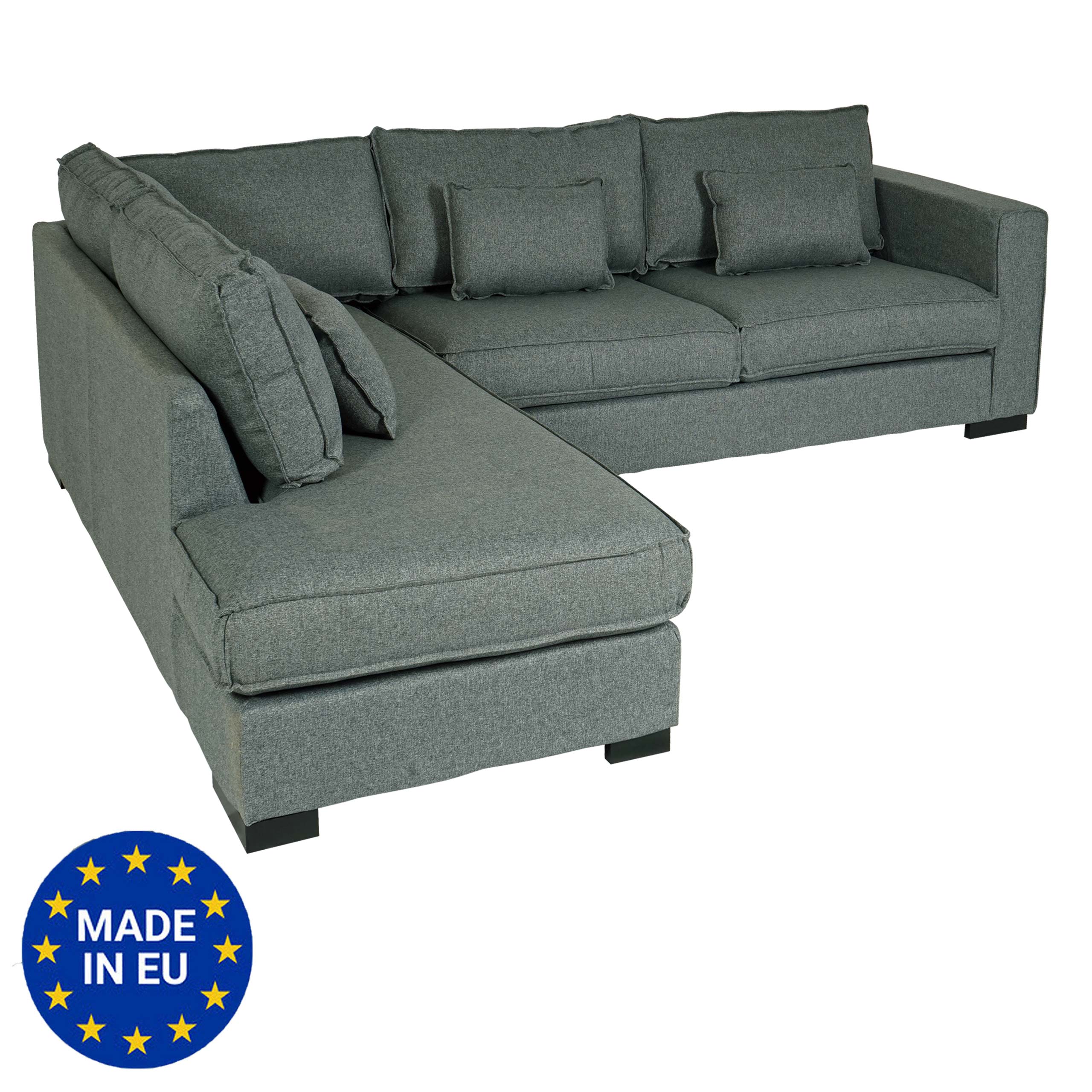 Ecksofa HWC-J58, Couch Sofa mit Ottomane links, Made in EU, wasserabweisend  ~ Stoff/Textil grau von Heute-Wohnen