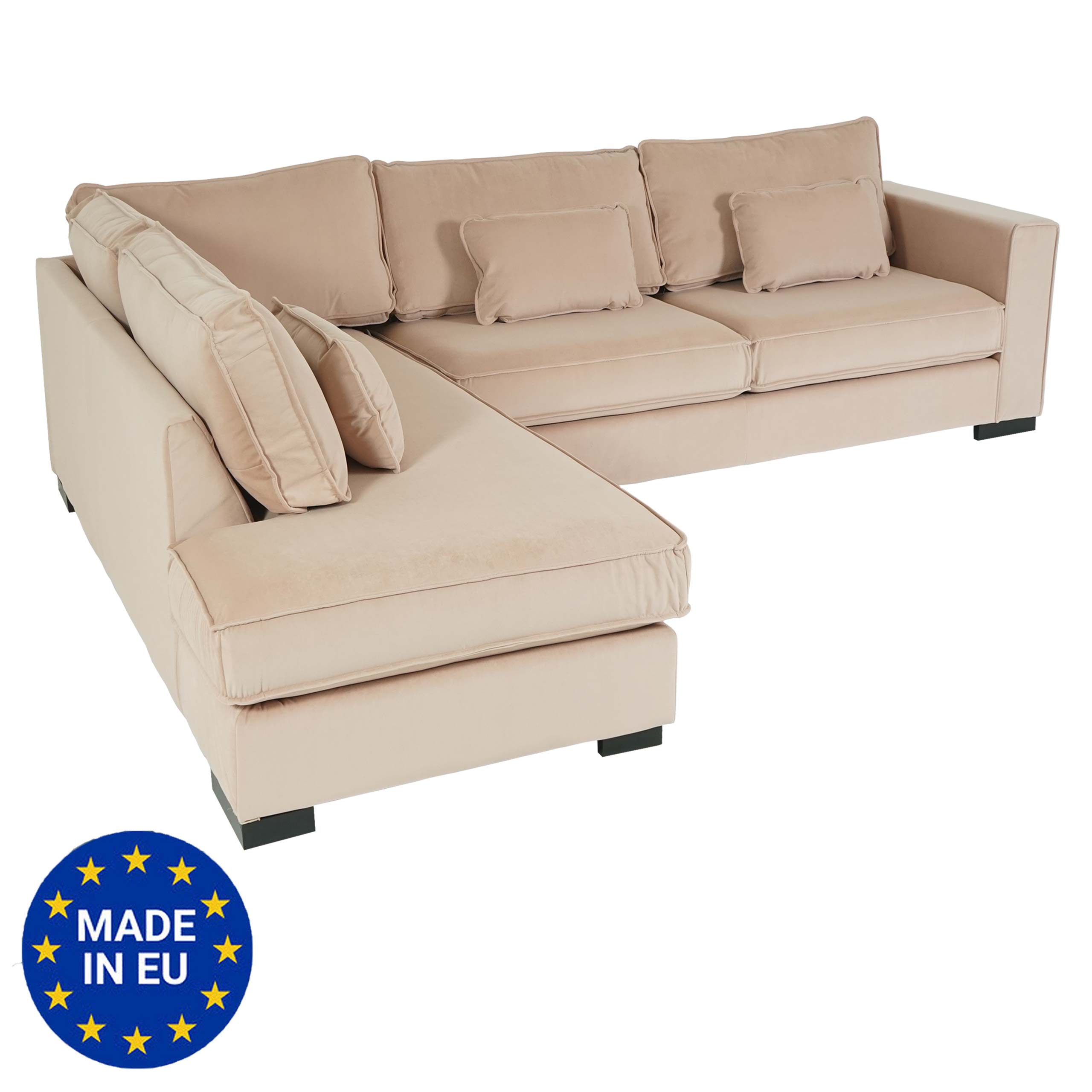 B-Ware (rosa statt sandfarben SK2) | Ecksofa HWC-J58, Couch Sofa mit  Ottomane links, Made in EU, wasserabweisend von Heute-Wohnen