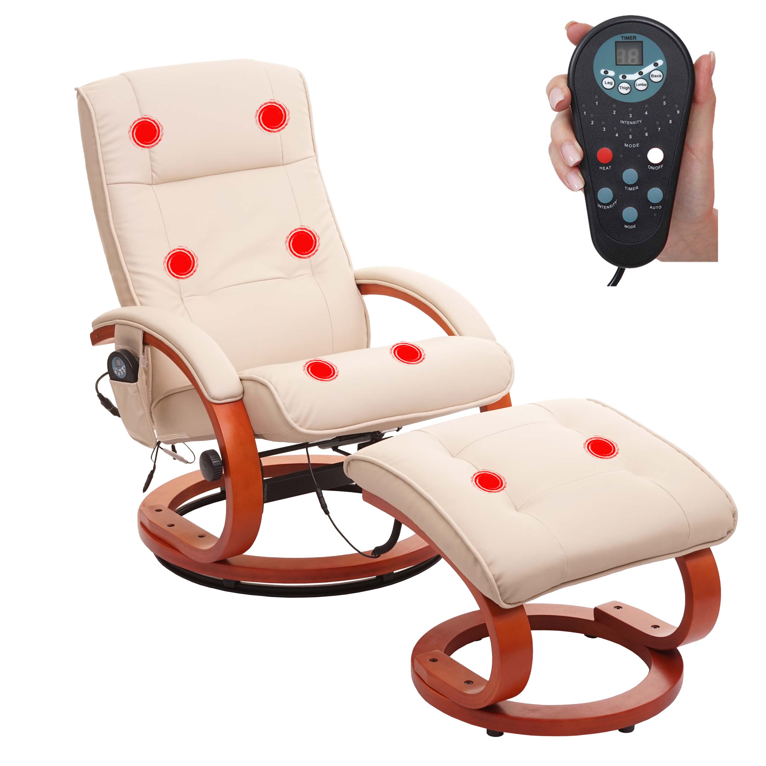 Massage-Fernsehsessel Pescatori II, Relaxsessel Massagesessel,  Massagefunktion ~ weiß-creme von Heute-Wohnen