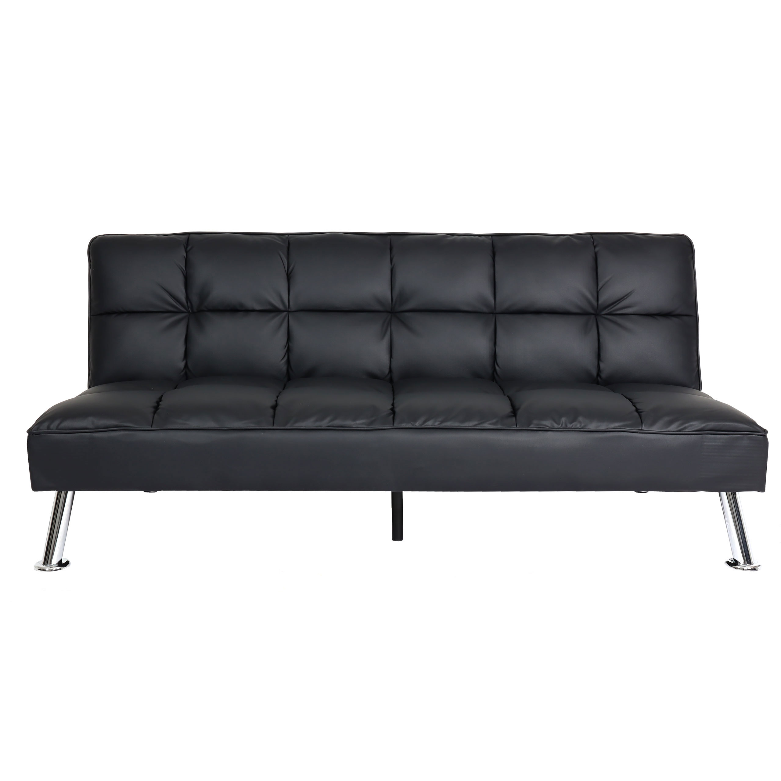 Sofa HWC-K21, Klappsofa Couch Schlafsofa, Nosagfederung Schlaffunktion  Liegefläche 187x107cm ~ Kunstleder, schwarz von Heute-Wohnen