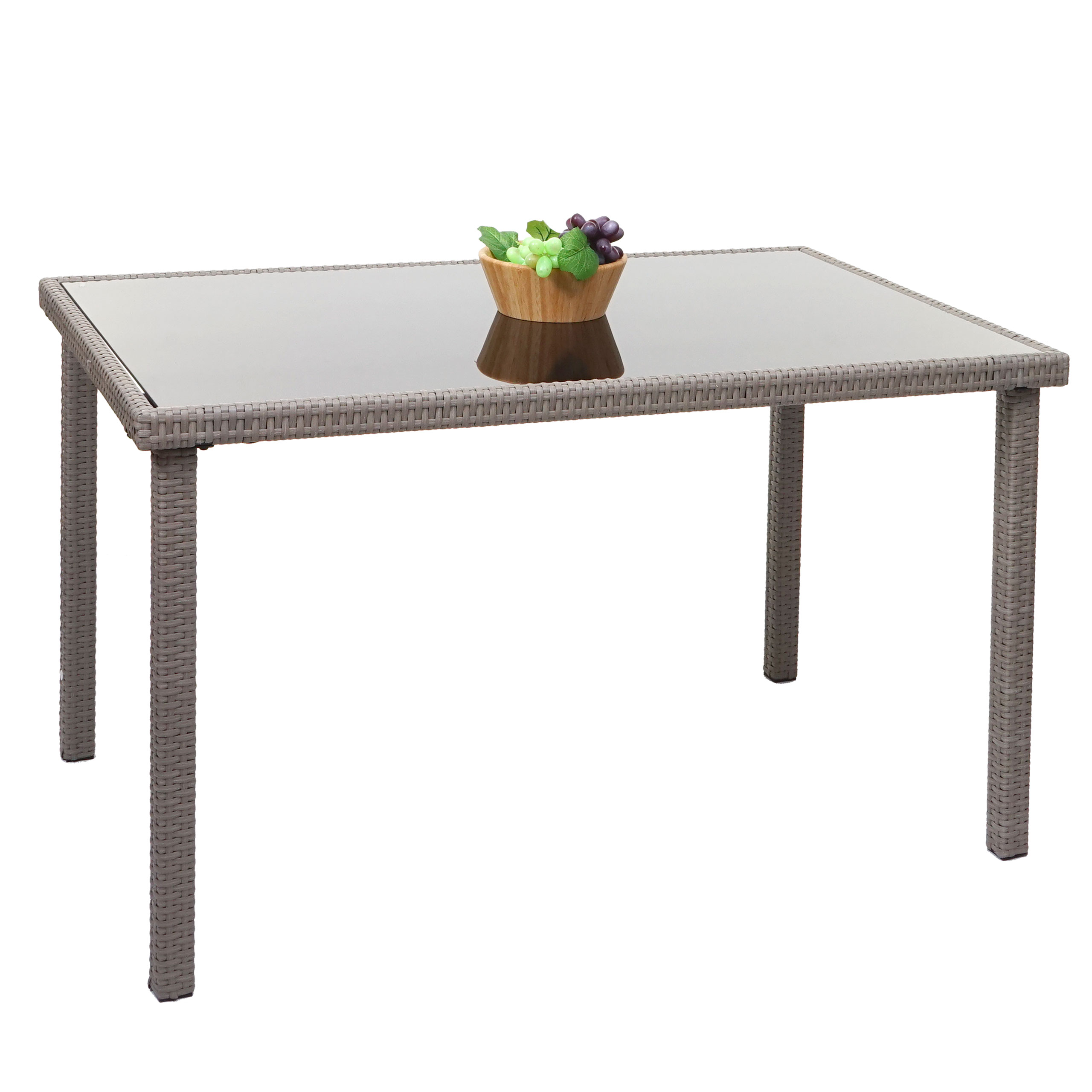 Poly-Rattan Tisch HWC-G19, Gartentisch Balkontisch, 120x75cm ~ grau von  Heute-Wohnen